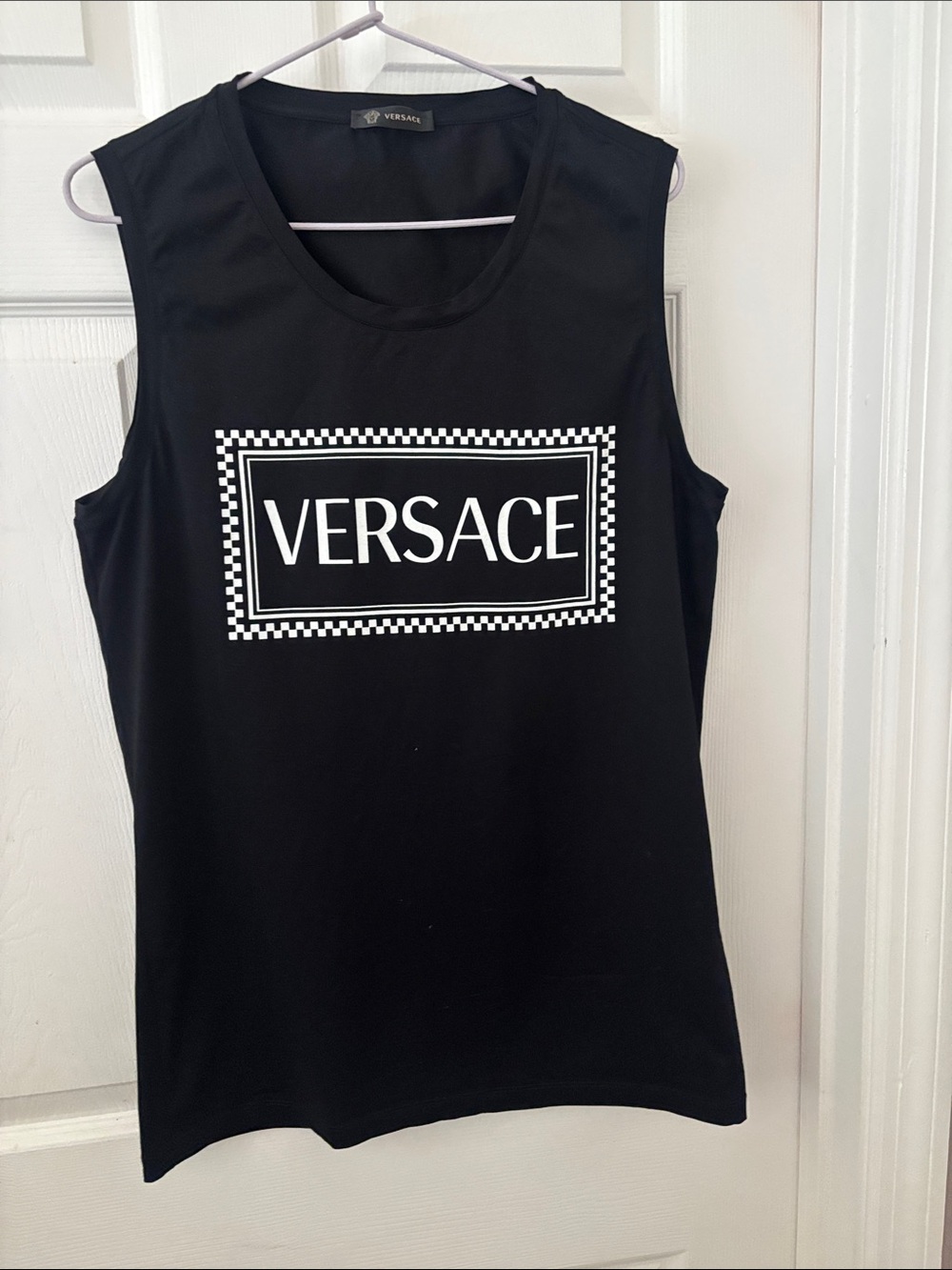 Versace Black and White Logo Tank Top